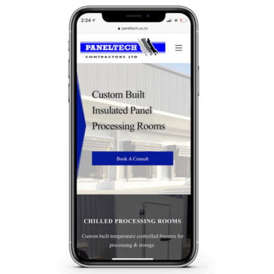 example client website shown in iPhone